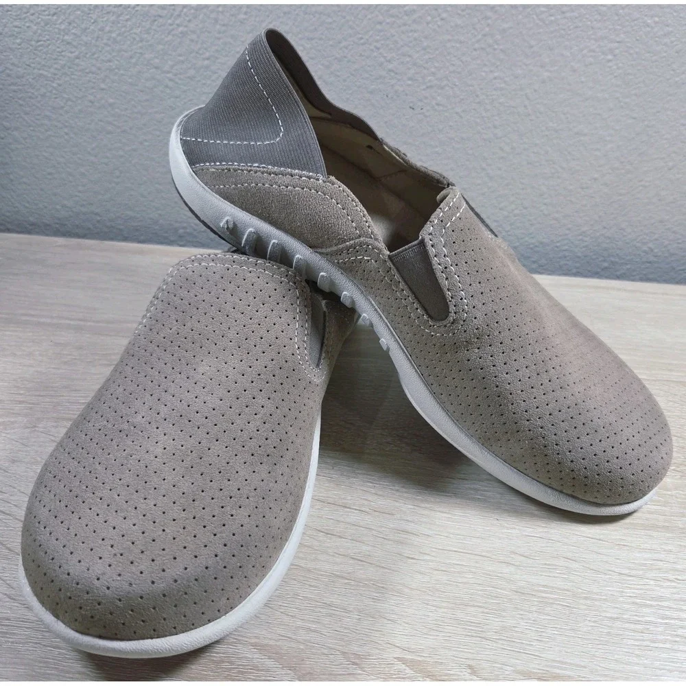 Spenco Siesta Perforated Suede‎ Slip On Orthotic Comfort Walking Shoes Women 9